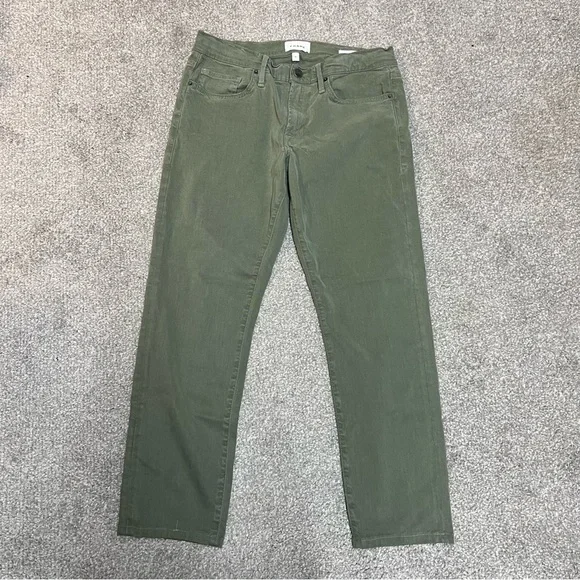 Frame Jeans Mens 31x26 Green L Homme Slim Wash Military Stretch Pants Denim - Picture 1 of 11